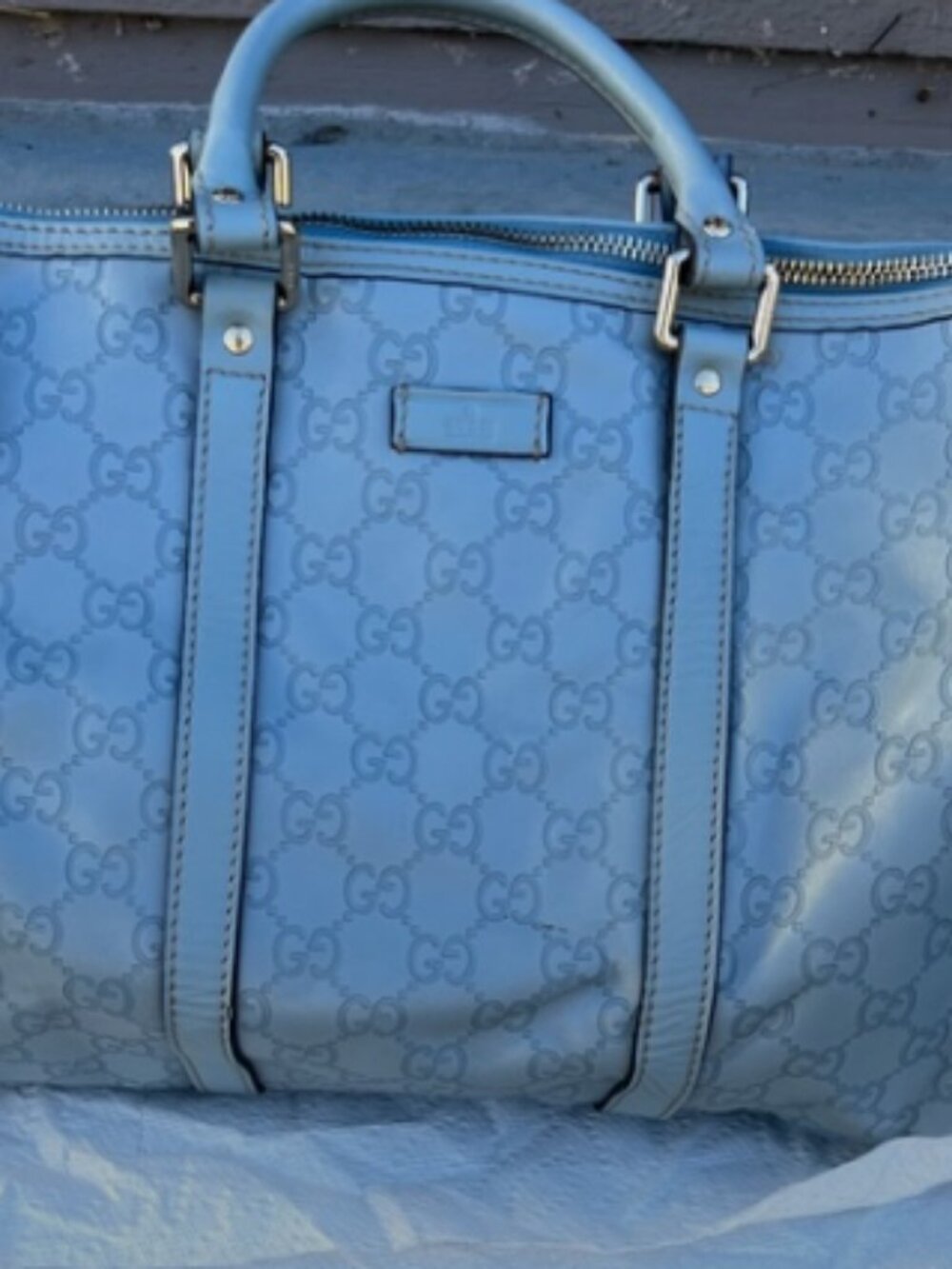 Genuine Gucci LaStoria handbag. Blue with silver hardware.